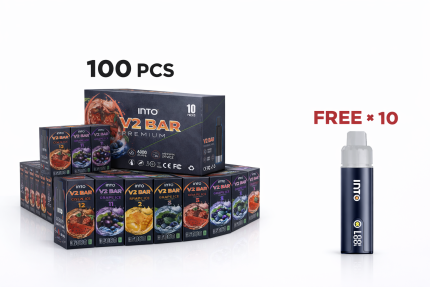 INTO V2 BAR POD 100 Packs Wholesale Bundle (With 10 Free Devices) - VapeWellAus Australia